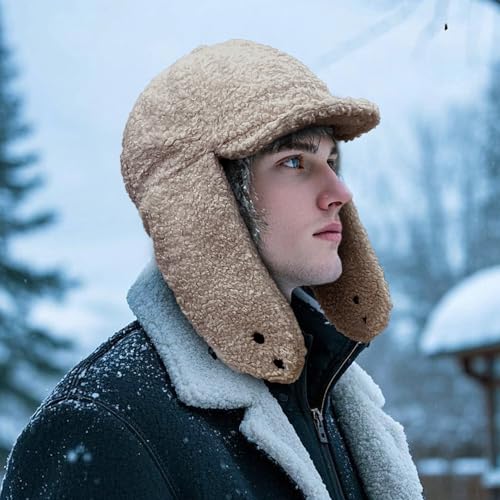 Clakllie Snow Trapper Trooper Hat with Ear Flap for Skiing Women's Ushanka Warm Winter Hat - color: Cdus-ddkp02-brown