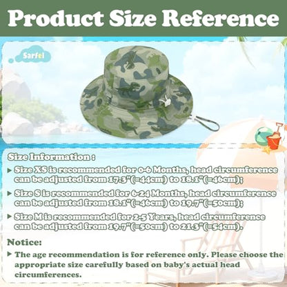 Sarfel Baby Sun Hat Summer Baby Boy Hats UPF 50+ Sun Protection Toddler Hat Bucket for Baby Girl Adjustable Kid Cap - color: Army Green Camo Dinosaurs, size: 2-7 Years