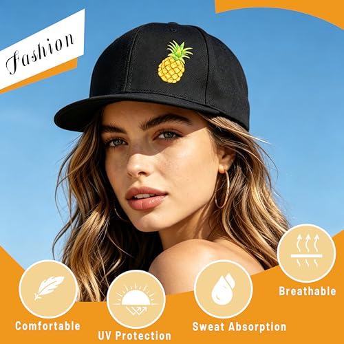 Pineapple Hat Flat Bill Baseball Hats for Men Fashion Black Baseball Cap for Women Adjustable Flat Brim Trucker Hat - color: Cool Pineapple
