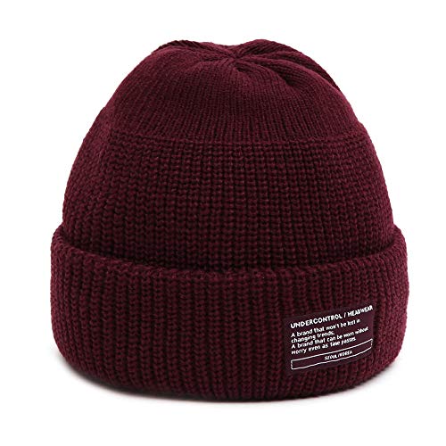 UNDERCONTROL Winter Trawler Fisherman Beanie Men Women Unisex Stylish Plain Docker Skull Hat Roll up Watch Cap Color Pack - color: Wine
