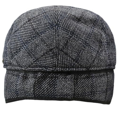 Men's Newsboy Cap with Earflaps Flat Ivy Caps Gatsby Golf Cabbie Hats - color: Blue Square