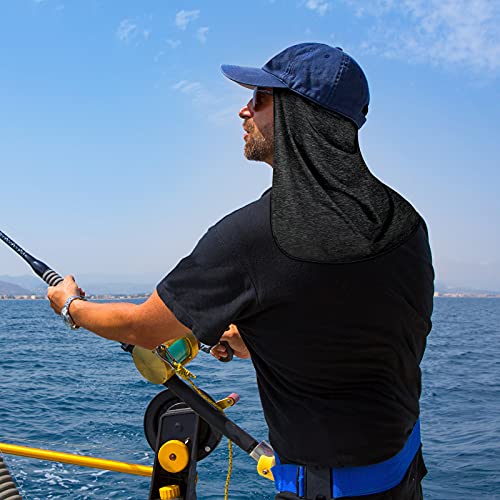 Geyoga 2 Pieces Hard Hat Sun Shade Cooling Skull Cap Neck Cover Elastic Fishing Hat for Women Men Outdoor Dark Gray