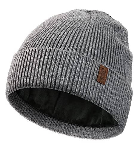 Wmcaps Winter Beanie for Men Women, Soft Warm Fleece Lined Knit Hat - color: Grey