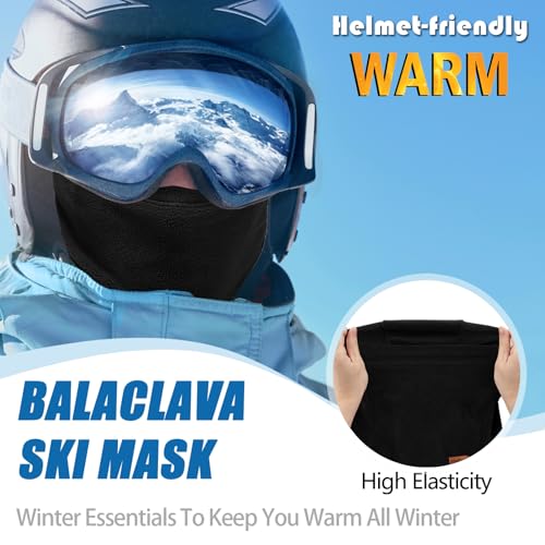 Winter Balaclava Ski Mask for Men Women - Windproof Thermal Face Mask for Snowboard Cycling Running for Cold Weather - color: Black/Grey