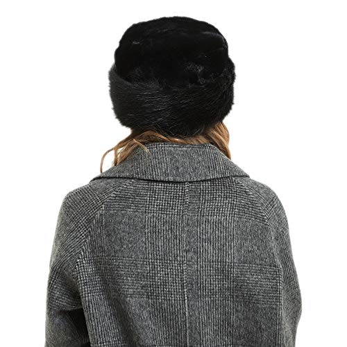 sy soul young Women's Leopard Faux Fur Hats Fluffy Bucket Hat Russian Style - color: Black