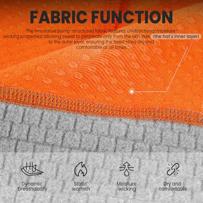Skull Cap for Men Women Unidirectional Moisture Absorption & Sweat Wicking Quick-Dry Running Hat Beanie, Thermal Helmet Liner - color: Orange
