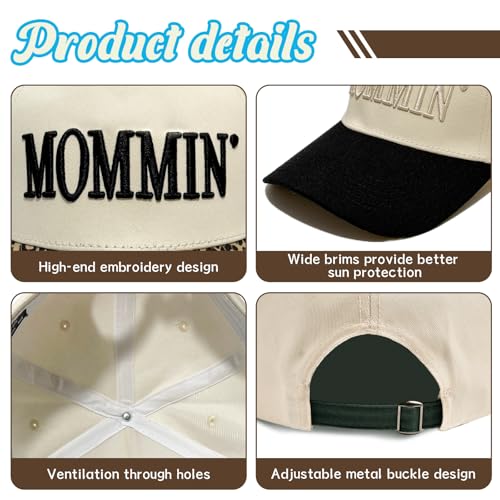 Womens Trucker Hat|Best Mom Ever Embroidery Adjustable Hat for Women from Daughter Son - color: Beige/Black1