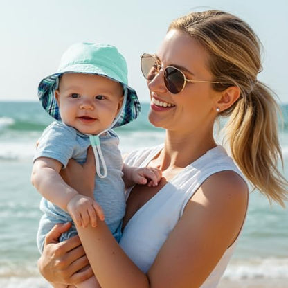 Durio UPF 50+ Baby Sun Hat Wide Brim Toddler Bucket Hats for Boys 0-8 Years - color: A Light Green, size: 3-6 Months