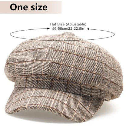 Newsboy Caps for Women Classic Beret Hats Autumn Winter Cap - color: E-beige