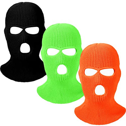 3 Hole Balaclava Ski Mask Cover Winter Knitted - color: Green, Orange, Black