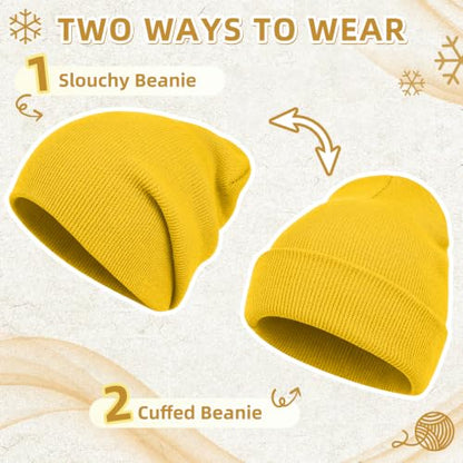 ZOORON Beanie for Men Women Slouchy Winter Beanie Hats Cuffed Skull Caps - color: 1pack-bright Yellow