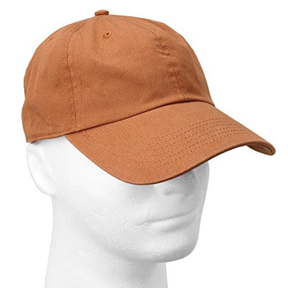 Falari Classic Baseball Cap Dad Hat 100% Cotton Soft Adjustable Size - color: Copper