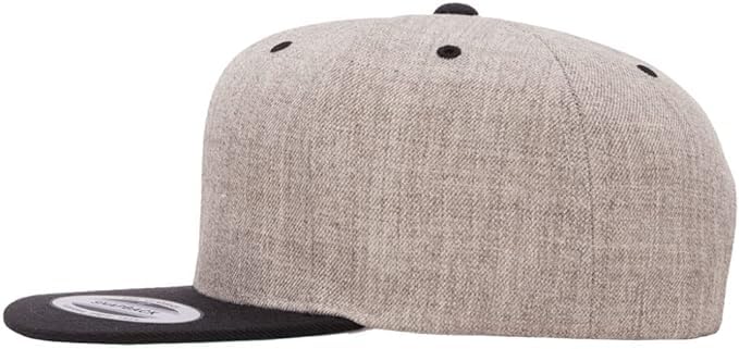 YP Classics 6089 Wool-Blended 6 Panel High Profile Flatbill Snapback Cap - color: Heather/Black
