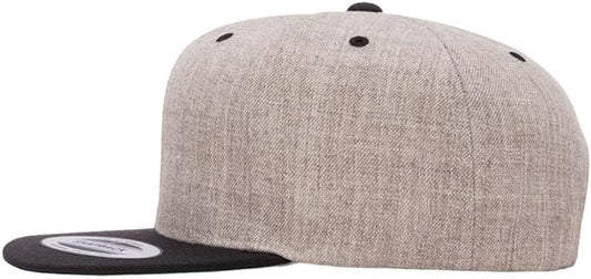YP Classics 6089 Wool-Blended 6 Panel High Profile Flatbill Snapback Cap - color: Heather/Black