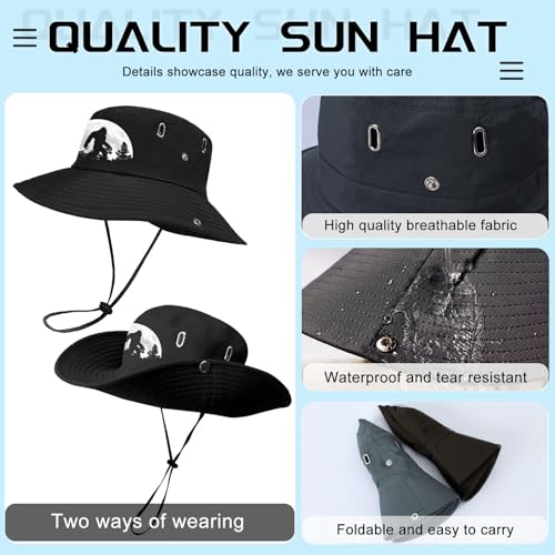 Bucket Hats for Men Sun Hats Bucket Fishing Hat for Men Wide Brim Cowboy Hiking Hat for Mens - color: Moon Gorilla