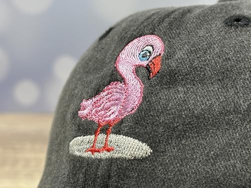 Adjustable Embroidery Animal Baseball Hat for Kid Toddler Child - color: Flamingo (Washed Black)