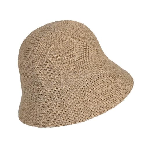 Eigso Womens Mesh Woven Bucket Hats Summer Outdoor Beach Straw Bucket Hat for Woman Packable Beach Hat - color: A2 : Khaki