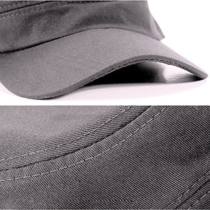 2 Pack Cadet Army Caps Flat Top Military Hats for Men Women - color: Gray