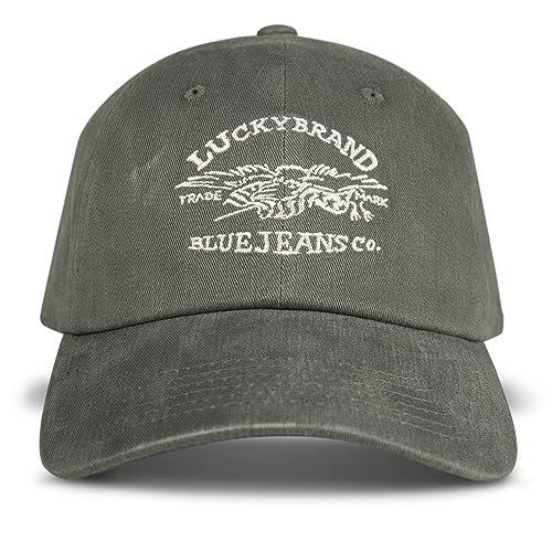 Lucky Brand Classic Cotton Adjustable | Dad Hat | Baseball Cap | Golf | Fishing | Low Profile | 5 Panel Design - color: Blue Jeans Co - Moss