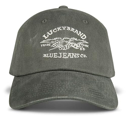 Lucky Brand Classic Cotton Adjustable | Dad Hat | Baseball Cap | Golf | Fishing | Low Profile | 5 Panel Design - color: Blue Jeans Co - Moss