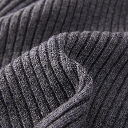 100% Merino Wool Cuff Beanie Hat, Unisex Warm Winter Caps Soft, Breathable & Cozy Stretchy Knitted Cuffed Cap - color: Grey