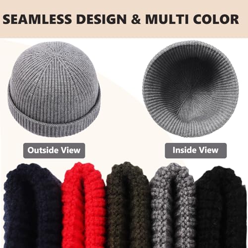 Thin Short Fisherman Beanies for Men,Wool Watch Cap Trawler Beanie Hats for Men Women Black
