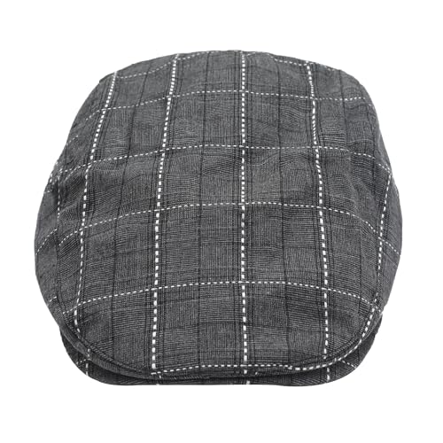 ZLYC Men Cotton Flat Cap Summer Scally Newsboy Beret Driver Hat - color: Plaid Black