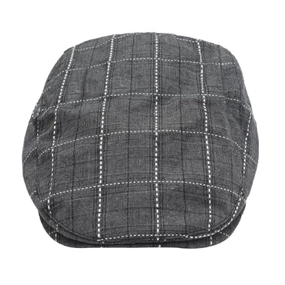 ZLYC Men Cotton Flat Cap Summer Scally Newsboy Beret Driver Hat - color: Plaid Black