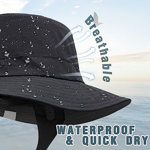 Seektop Surf Bucket Hat with UPF 50+ UV Protection, Waterproof Surfing Hat - color: Black