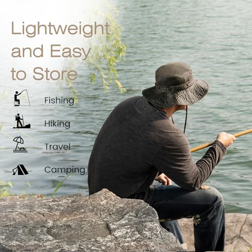 Bucket Hat UV Protection Sun Hat, Boonie Fishing Safari Hats for Outdoors - color: Camel