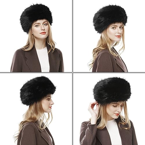Peicees Winter Faux Fur Hat for Women Russian Style Ladies Ushanka Warm Fluffy Bucket Hat Fuzzy Furry Cap - color: Green