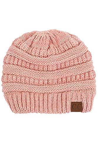C.C Trendy Warm Chunky Soft Stretch Cable Knit Beanie Skully - color: India Pink