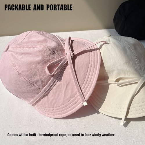 Womens Sun Hat Wide Brim UPF 50+ UV Protection Foldable Packable Sun Shield Hat for Women, Ponytail Outdoor Fishing Hat - color: Upgraded Cherry Blossom Pink