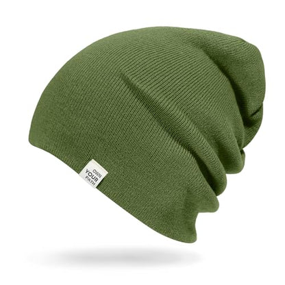 CLAPE Cuff Rolled Beanie for Men Women, Soft Knit Winter Hat Double-Layer Warm Ski Skull Cap Stretch Fit - color: Clkh02-green