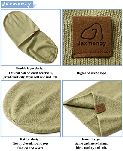 jaxmonoy Slouchy Knit Beanies Winter Hats for Women Men Soft Warm Reversible Slouch Cuffed Skull Knitted Beanie Cap - color: Avocado Green