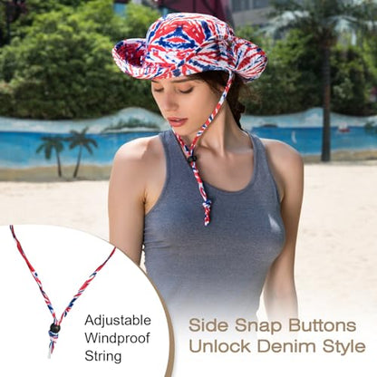 Bucket Hat UV Protection Sun Hat, Boonie Fishing Safari Hats for Outdoors - color: Floral Print Pink
