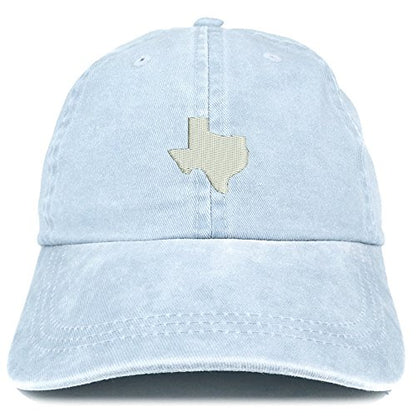 Trendy Apparel Shop Texas State Map Embroidered Washed Cotton Adjustable Cap - color: Light Blue