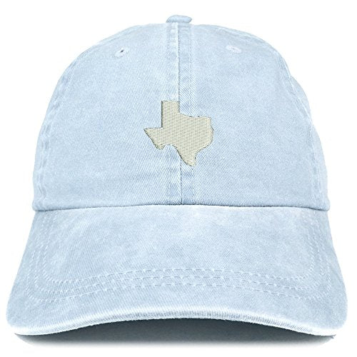 Trendy Apparel Shop Texas State Map Embroidered Washed Cotton Adjustable Cap - color: Light Blue
