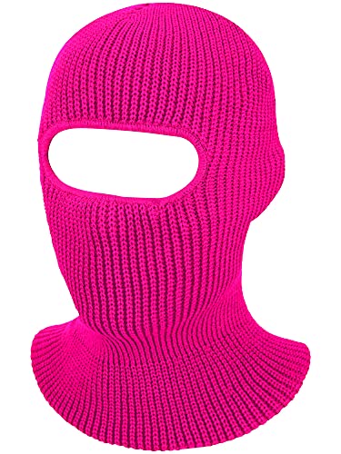 SATINIOR 1 Hole Ski Mask Winter Knitted Balaclava Warm Full Face Mask Windproof Head Cover for Men Women Sports Outdoor - color: Rose Red, size: Medium