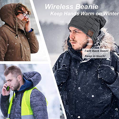 Wireless Music Hat Beanie for Men Women Headphones Wireless Earbuds Headset Music Audio Stereo Earphone Boys Girls Beanie hat Winter Cap Outdoor Sport Business Truck Driver Deep Grey - color: Deep Grey