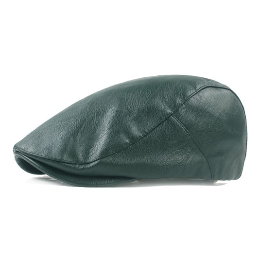 ASTOC Men Women Adjustable Leather Ivy Newsboy Caps Cabbie Beret Hat - color: Green