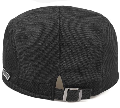Newsboy Hats for Men Flat Cap Adjustable Irish Cabbie Ivy Driving Hunting Hat - color: Black