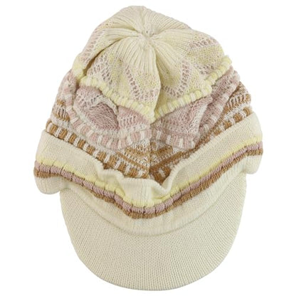 Armycrew Rasta Jamaica Style Thick Acrylic Knit Cuff Beanie Visor - color: Cream Khaki