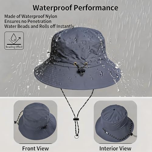 Honnesserry Bucket Hats for Woman Men Outdoor UV Sun Protection Hat Nylon - color: Dark Grey