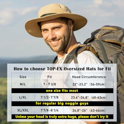 TOP-EX Oversized Waterproof Mesh Sun Hat for Big Heads with Wide Brim - color: Camo-2.7"brim, size: Large-X-Large