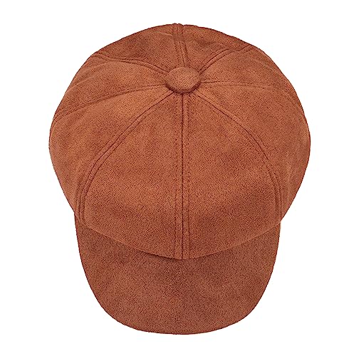 Newsboy Cabbie Baker boy hat Beret Cap for Women Pageboy Visor Paperboy Hat Sailor Fiddler Hat Adjustable - color: Brown Tweed