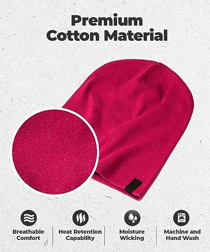 Warm Slouchy Beanie Hat - Deliciously Soft Daily Beanie in Fine Knit - color: Fuchsia