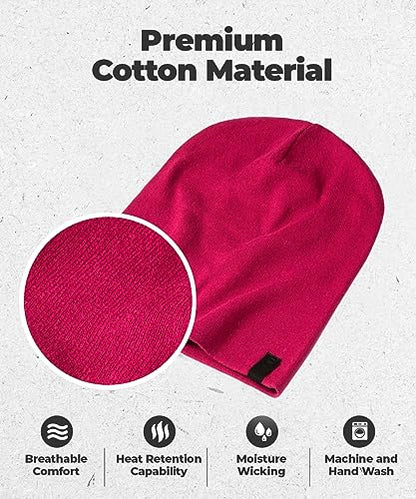 Warm Slouchy Beanie Hat - Deliciously Soft Daily Beanie in Fine Knit - color: Fuchsia