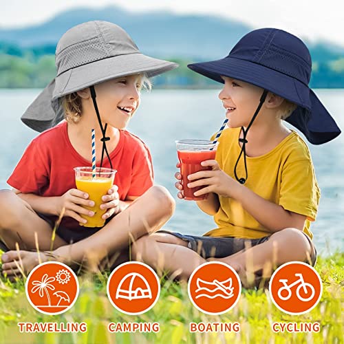 Toddler Baby Sun Hat Kids Summer Beach Essentials Adjustable Beach Hats with Bucket Wide Brim for Boys Girls Age 0-14 Years - color: 1pc-navy, size: 6-24 Months