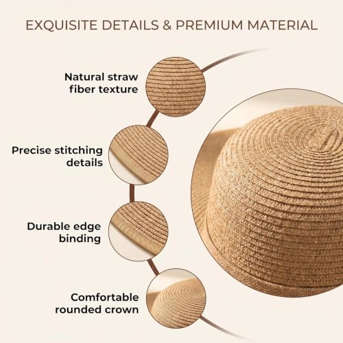 ericotry Womens Folable Floppy Hat Wide Floppy Brim Summer Beach Sun Hat Large Brimmed Garden Beach Sun Hat Big Summer Straw Cap Party Garden Travel (Khaki)